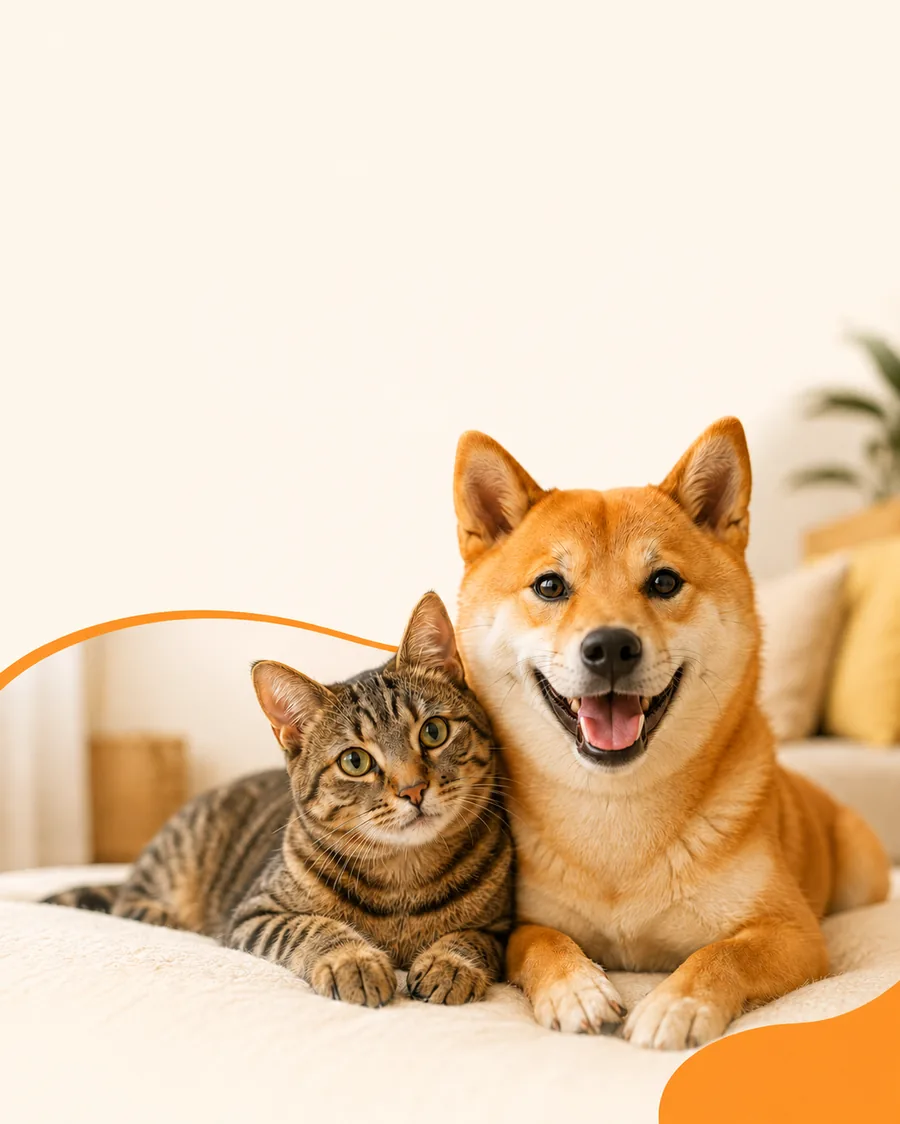 Un chien et un chat heureux et détendus à la maison