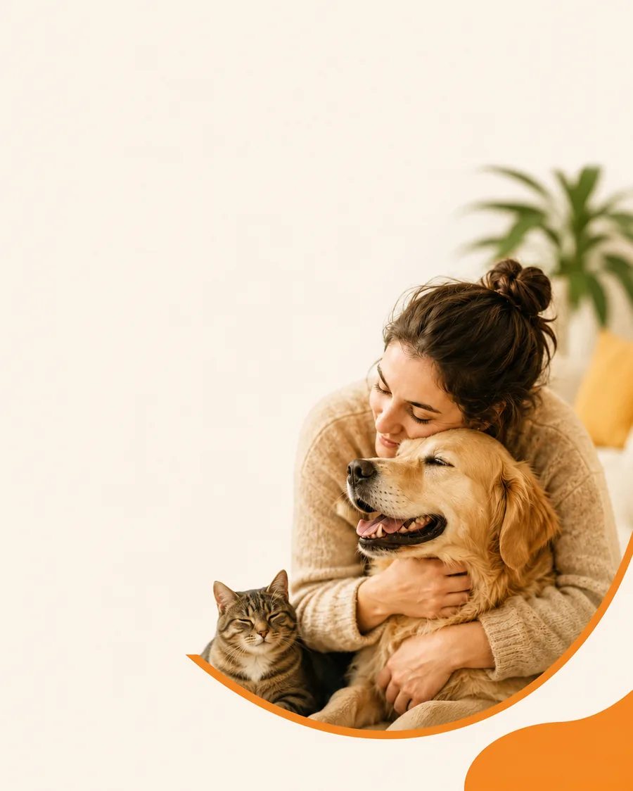 Une propriétaire complice avec son chien et son chat